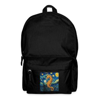 seepferd, seepferdchen van gogh, sternennacht - Rucksack - Schwarz - Vorne