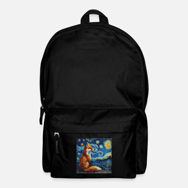 fuchs, füchse, van gogh, sternennacht - Rucksack - Schwarz
