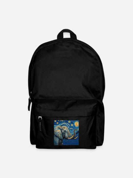elefant, van gogh, sternennacht - Rucksack - Schwarz