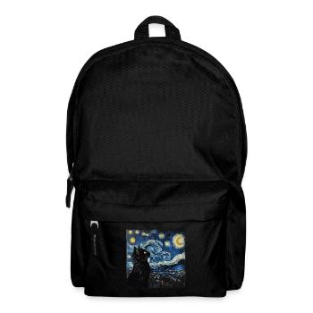 Black Cat, Cat, Van Gogh, Starry Night - Backpack - black - Front
