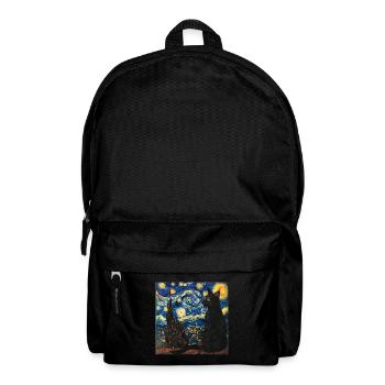 schwarze katze, katze, tier, van gogh, sternenacht - Rucksack - Schwarz - Vorne