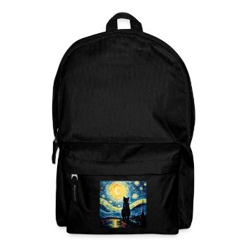 Chat, Motif De Chat, Van Gogh, Nuit Étoilée - Sac à dos - noir - Devant