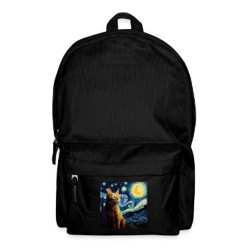Cat, Cat Motif, Van Gogh, Starry Night - Backpack - black - Front