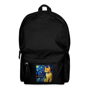 Chat, Motif De Chat, Van Gogh, Nuit Étoilée - Sac à dos - noir - Devant