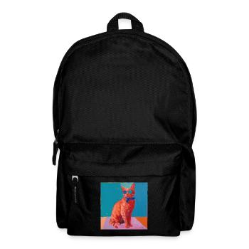 Chat, motif chat, pop art, cadeau, idée cadeau - Sac à dos - noir - Devant