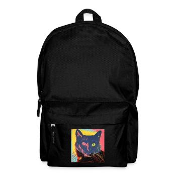 Chat, motif chat, pop art, cadeau, idée cadeau - Sac à dos - noir - Devant