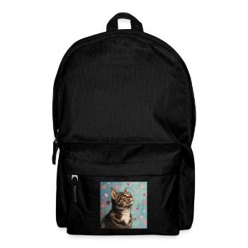 Chat, motif chat, pop art, cadeau, idée cadeau - Sac à dos - noir - Devant