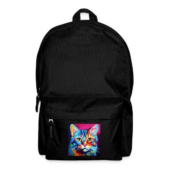 Chat, motif chat, pop art, cadeau, idée cadeau - Sac à dos - noir - Devant