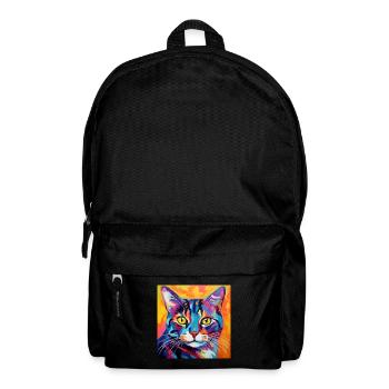 Chat, motif chat, pop art, cadeau, idée cadeau - Sac à dos - noir - Devant