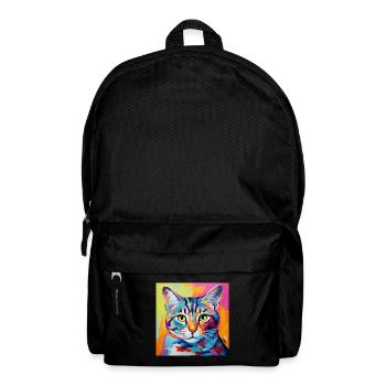 Chat, motif chat, pop art, cadeau, idée cadeau - Sac à dos - noir - Devant