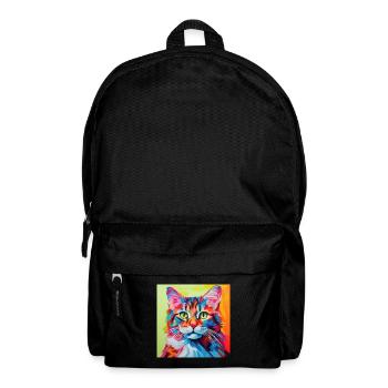 Chat, motif chat, pop art, cadeau, idée cadeau - Sac à dos - noir - Devant