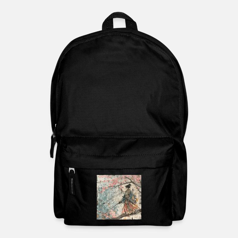 Japanisch, Samurai, Kirschblüte, Kunst, Ukiyo-E - Rucksack - Schwarz