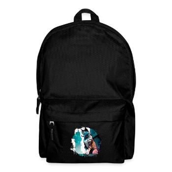 Cat Rooftop Watcher in futuristic cyber city - Backpack - black - Front