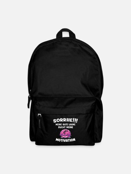 Motivation und gute Laune Emoji - Lustiger Spruch - Rucksack - Schwarz