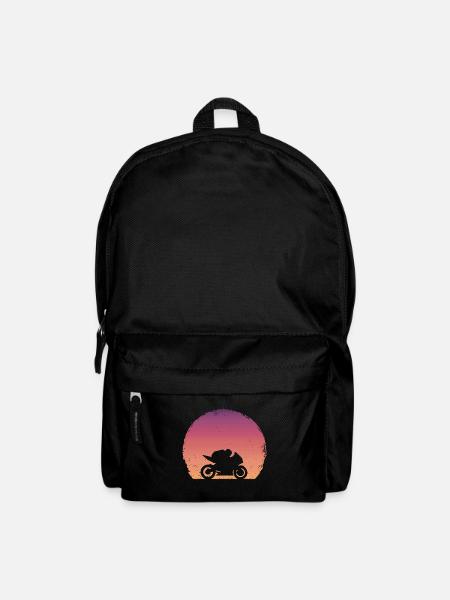 motorrad sport sonnenuntergang vintage design - Rucksack - Schwarz