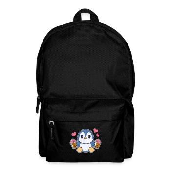 Pingouin Kawaii sucré avec bubble tea - Sac à dos - noir - Devant