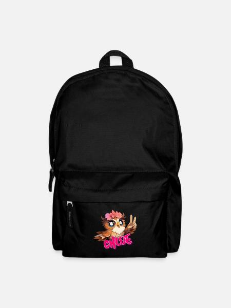 CHLOE - Schöner Mädchen Name mit süßer EULE - Rucksack - Schwarz