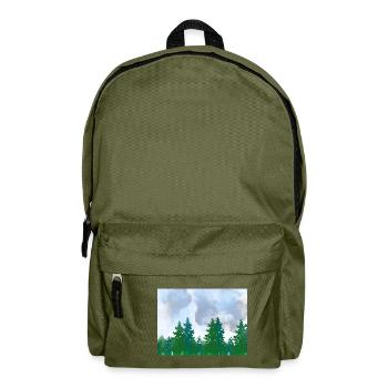 Landschaftslandschaft Aquarellwald auf einem bewölkten - Rucksack - Olivgrün - Vorne