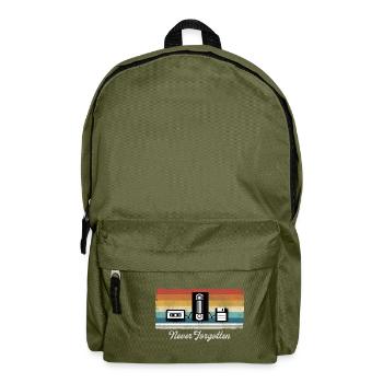 Never Forgotten Casette Tape VHS Floppy Disc - Rucksack - Olivgrün - Vorne