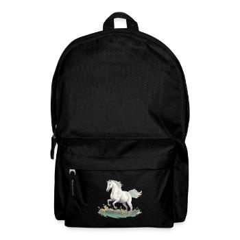 Cheval blanc style peinture réaliste dans un pré - Sac à dos - noir - Devant
