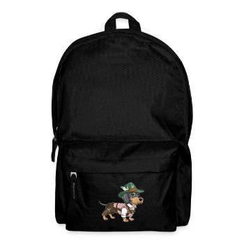 Teckel bavarois Chemise rouge blanche Costume traditionnel Bavière - Sac à dos - noir - Devant