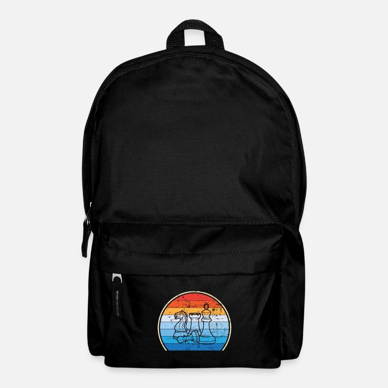 Retro Schachbrett Schachfigur Schachmatt Schach - Rucksack - Schwarz
