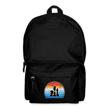 Retro Schachbrett Schachfigur Schachmatt Schach - Rucksack - Schwarz - Vorne