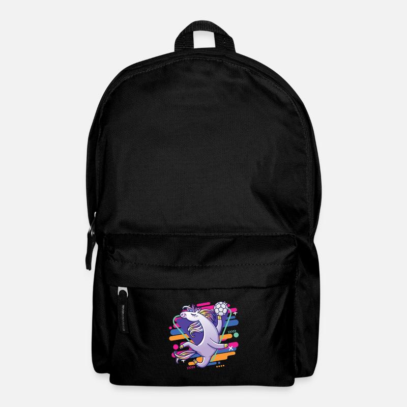 lustiger cooler handballspielende einhorn - Rucksack - Schwarz