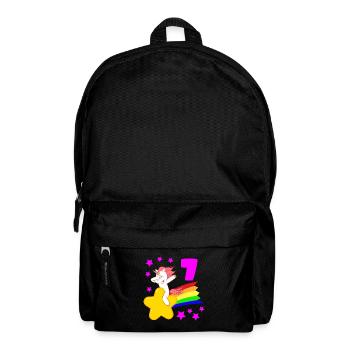 7 Seventh Birthday 7 Bday Girls Unicorn - Backpack - black - Front
