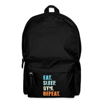 EAT SLEEP GYM REPEAT t-shirt workout gym fitness - Backpack - black - Front