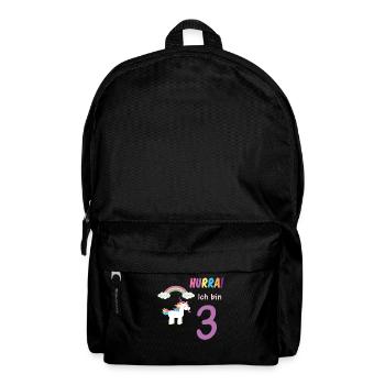 Hurra ich bin 3 Dritter Geburtstag 3 Jahre Einhorn - Rucksack - Schwarz - Vorne