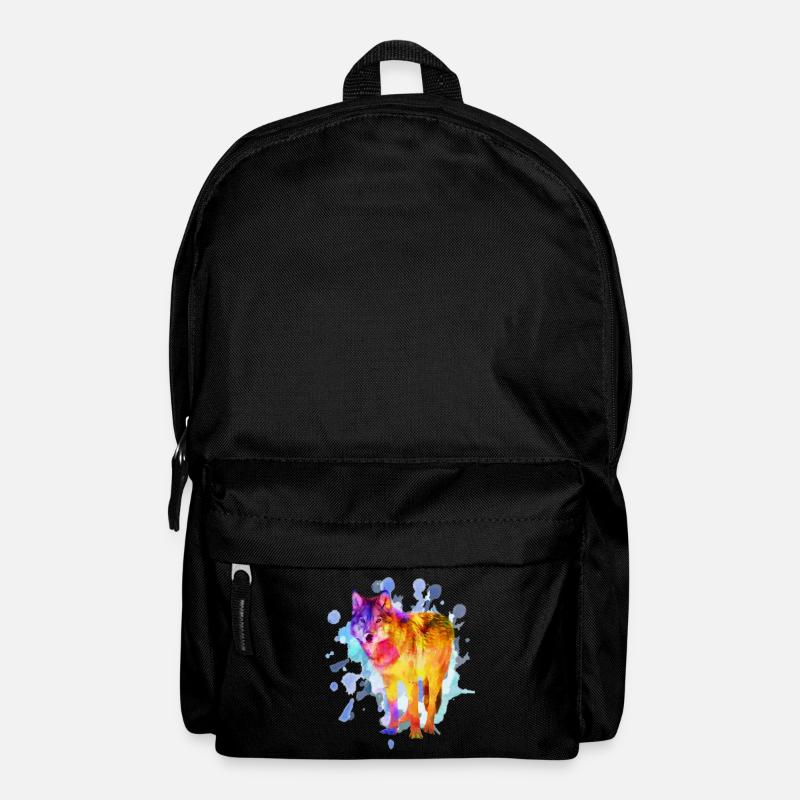 Wolf Hundefamilie Aquarell Bunt Geschenk - Rucksack - Schwarz