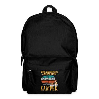 Never Underestimate A Woman With A Camper Funny - Rucksack - Schwarz - Vorne