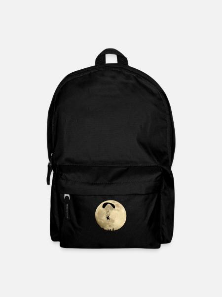 Paramoteur volant dans les étoiles de vol de nuit de pleine lune - Sac à dos - noir