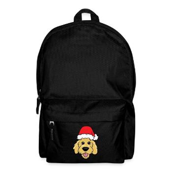 Goldendoodle With Santa Hat Goldendoodle Dog - Backpack - black - Front