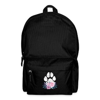 Cute Dog Puppy Lover Dog Paw Print Floral Gift Fun - Backpack - black - Front