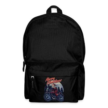 Motorrad Weihnachtsmann Geschenk - Rucksack - Schwarz - Vorne
