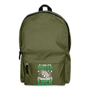 Fléchettes drôles proverbes | Cadeau de joueur de fléchettes - Sac à dos - vert olive - Devant