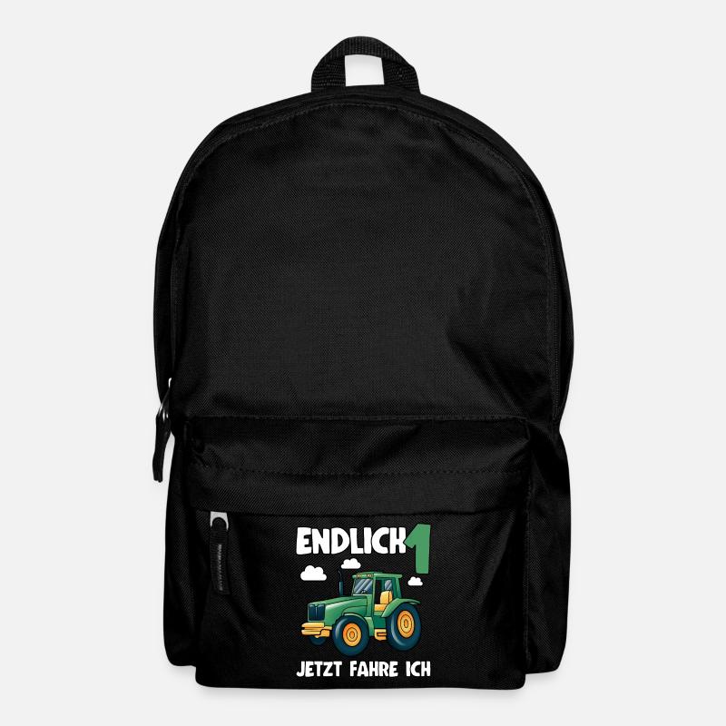 Traktor Endlich 1 Geburtstag Geschenk Junge Lustig - Rucksack - Schwarz
