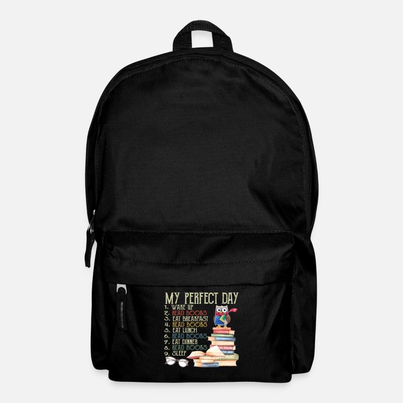My Perfect Day Read Books Nerdy Owl Bird - Backpack - black