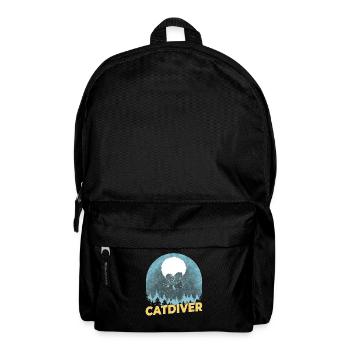 Catdiver - Lustige Fallschirmspringer-Katze - Rucksack - Schwarz - Vorne
