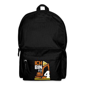 4. Geburtstag Achtung Ich Bin 4 Bagger Baustelle - Rucksack - Schwarz - Vorne