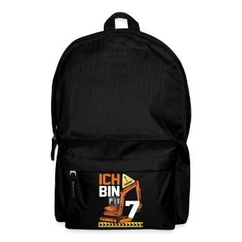 7. Geburtstag Achtung Ich Bin 7 Bagger Baustelle - Rucksack - Schwarz - Vorne