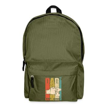 Father 2022 expecting dad twins two children - Backpack - olive green - Front