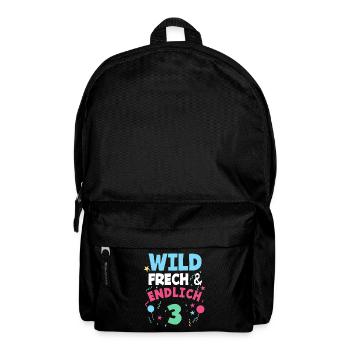 3. Geburtstag Wild, Frech & Endlich 3 Jahre - Rucksack - Schwarz - Vorne