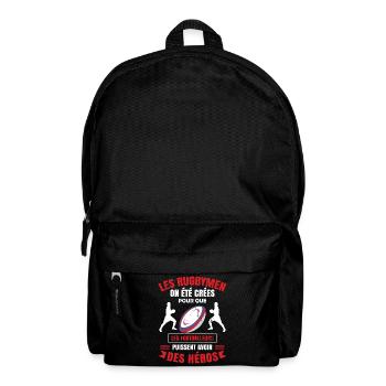 Les rugbymen héros des footballeurs ballon humour - Sac à dos - noir - Devant