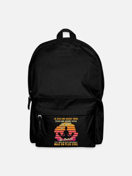 grand mère cool pratiquante yoga et lecture rétro - Sac à dos - noir