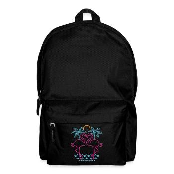 Retro Summer Tropical Bird Gift Pink Flamingo - Backpack - black - Front
