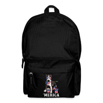 Merica Pit Bull 4th of July Dog American Flag USA - Backpack - black - Front