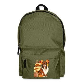 Chien Anniversaire Cadeau Collie à poil long - Sac à dos - vert olive - Devant